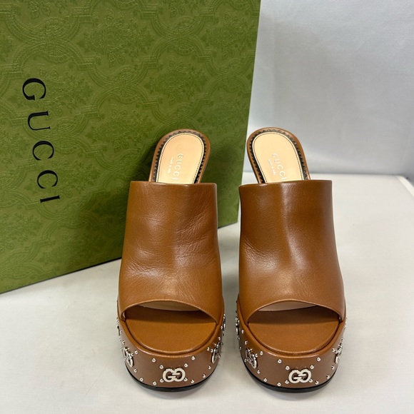 Gucci GG 115mm platform mules in Brown Sz EU 37 / US 7 - Picture 1 of 7